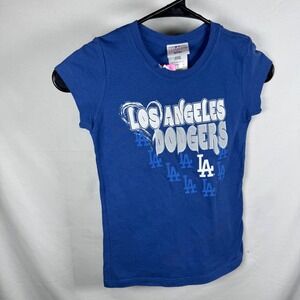 NWT MLB Los Angeles Dodgers Girl 6/6X Blue Graphic T-Shirt LA Heart Logo Tee